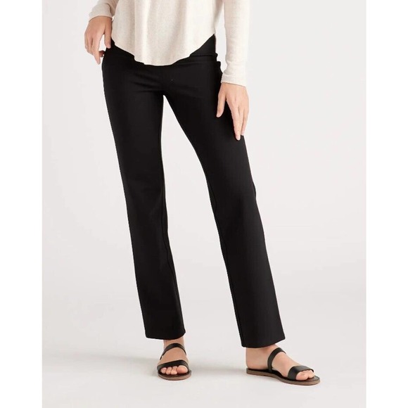 Quince Pants - Quince Ultra-Stretch Ponte Straight Leg Pant Small Petite 30 Inseam Black